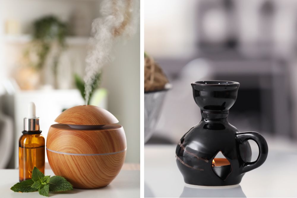 Anwendung von ätherischen Ölen in der Aromatherapie mit Diffusor