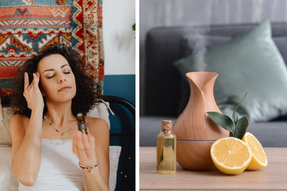 Entspannende aromatherapeutische Mischung mit Lavendel und Zitrone